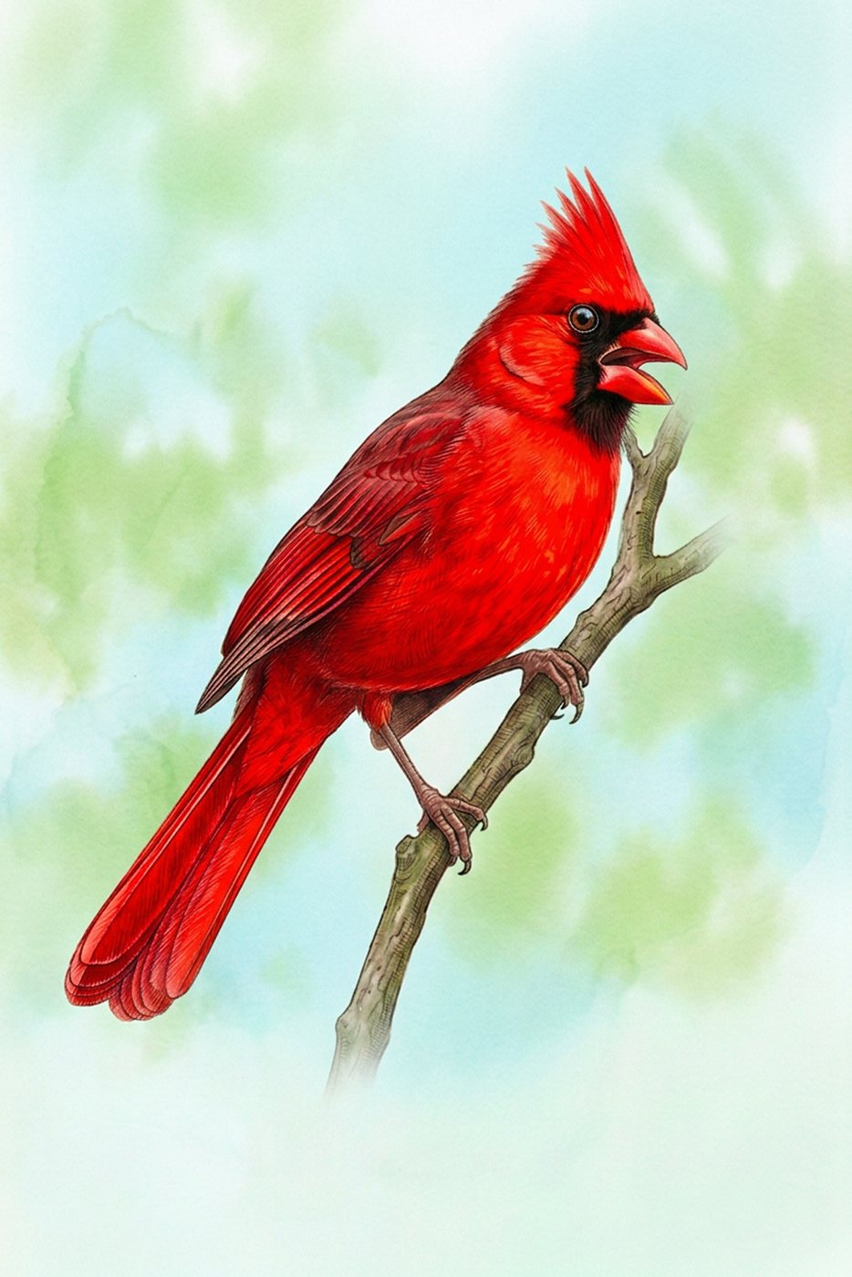 Ilustración de Cardenal Rojo
